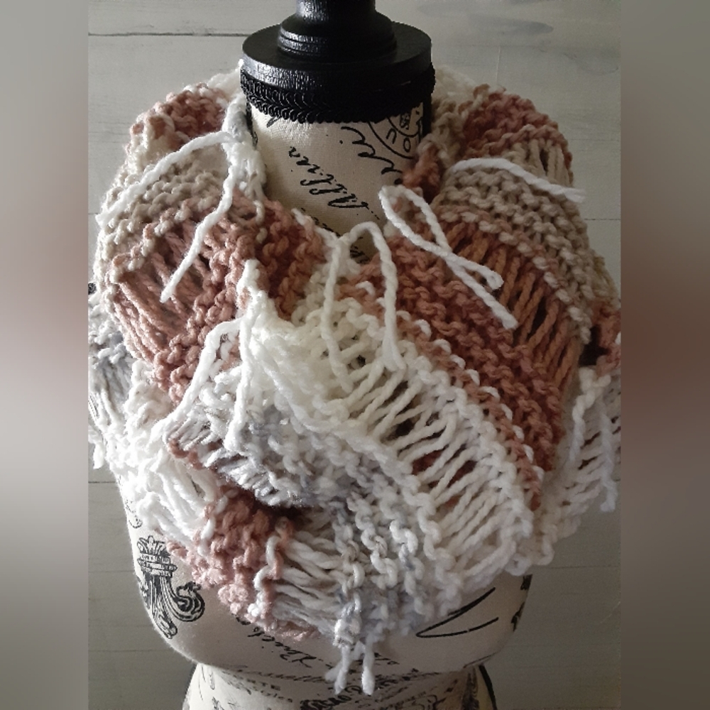 Handknit Fisherman Infinity Scarf - Picture 4 of 4